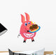 Pig with Cake Vector Illustration Isolated Wall Decal