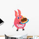 Pig with Cake Vector Illustration Isolated Wall Decal