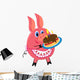 Pig with Cake Vector Illustration Isolated Wall Decal