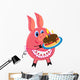 Pig with Cake Vector Illustration Isolated Wall Decal