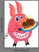 Pig with Cake Vector Illustration Isolated Wall Decal