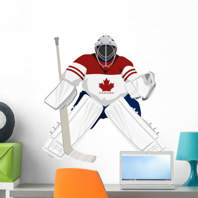 Team Canada Hockey Goalie Wall Decal shown on a wall