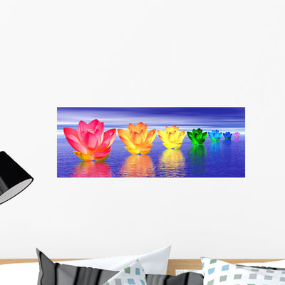 Lily Flowers Chakras Night Wall Decal shown on a wall