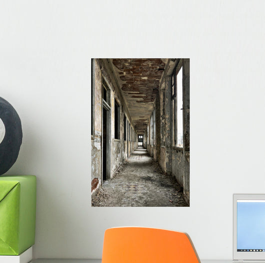 Long Empty Corridor and Wall Decal