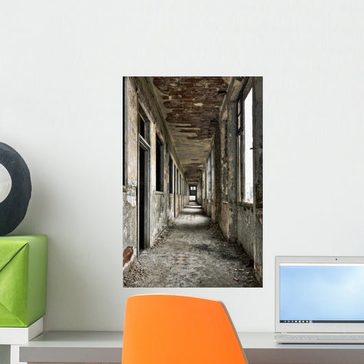 Long Empty Corridor and Wall Decal