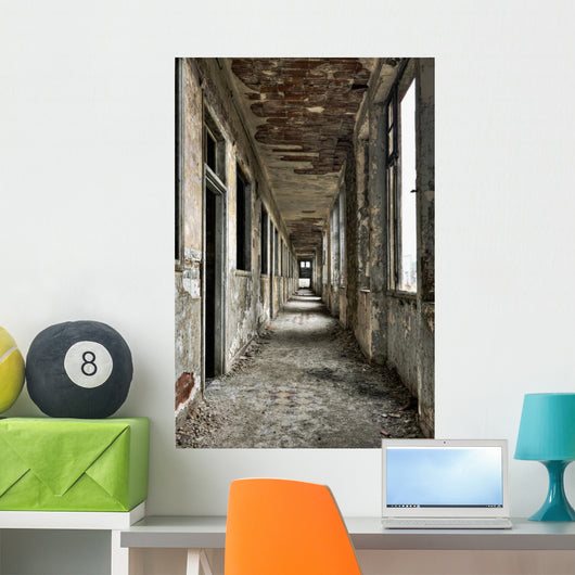 Long Empty Corridor and Wall Decal