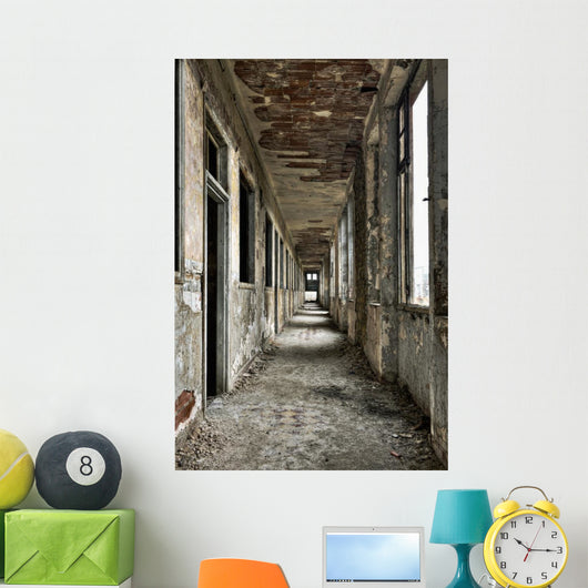 Long Empty Corridor and Wall Decal