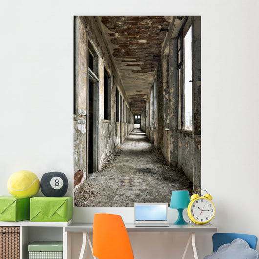 Long Empty Corridor and Wall Decal