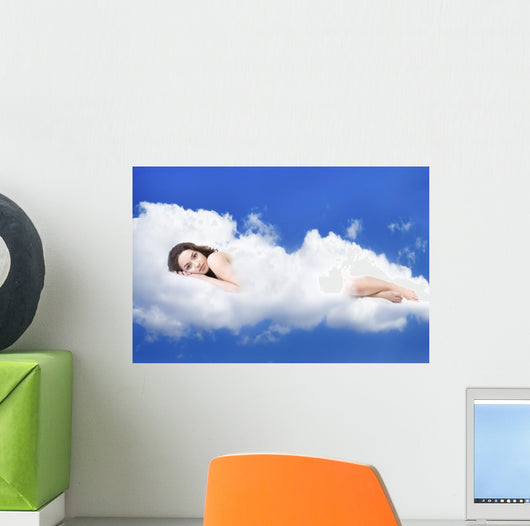 Beautiful Woman Lying Clouds Wall Decal