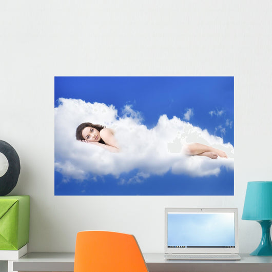 Beautiful Woman Lying Clouds Wall Decal