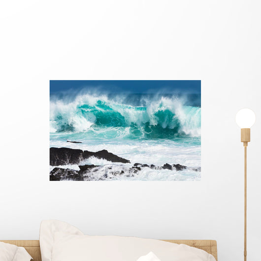 Turquoise Rolling Wave Slamming Wall Decal