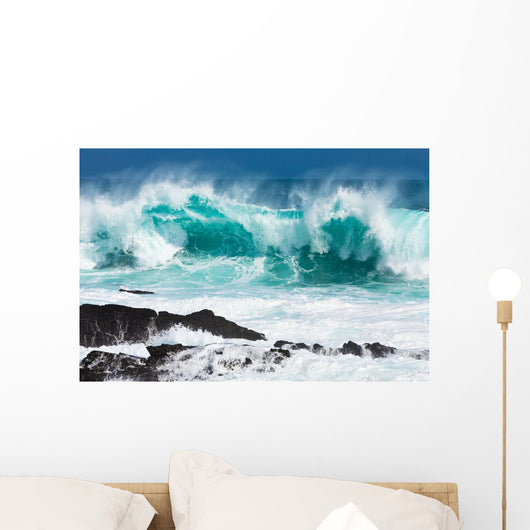 Turquoise Rolling Wave Slamming Wall Decal