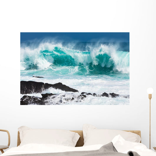 Turquoise Rolling Wave Slamming Wall Decal