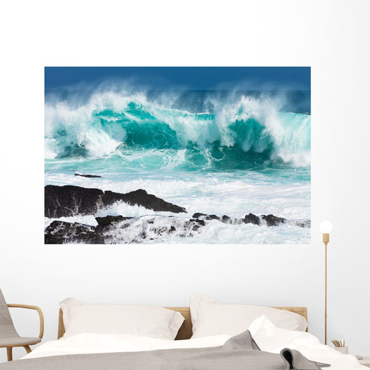 Turquoise Rolling Wave Slamming Wall Decal