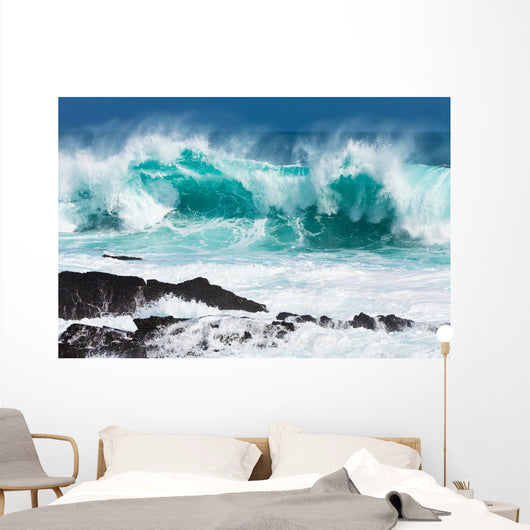 Turquoise Rolling Wave Slamming Wall Decal