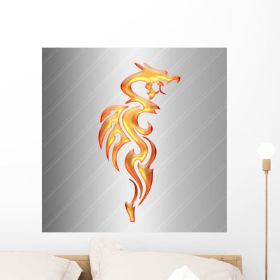 Dragon Fuego Sobre Fondo Wall Decal shown on a wall
