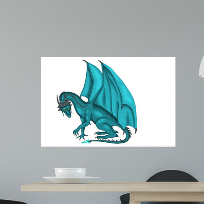 Blue Dragon Wall Decal shown on a wall