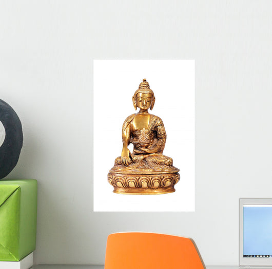 Brass Buddha Statue White Wall Decal