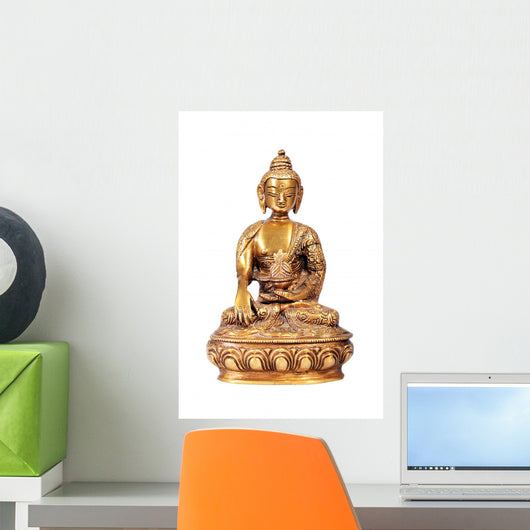 Brass Buddha Statue White Wall Decal