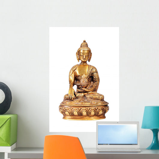 Brass Buddha Statue White Wall Decal