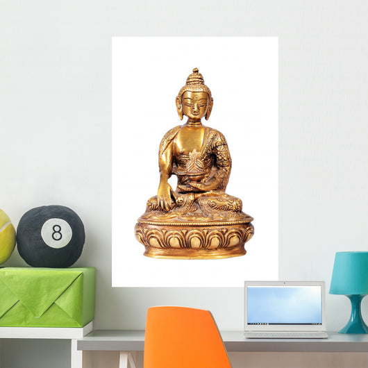 Brass Buddha Statue White Wall Decal