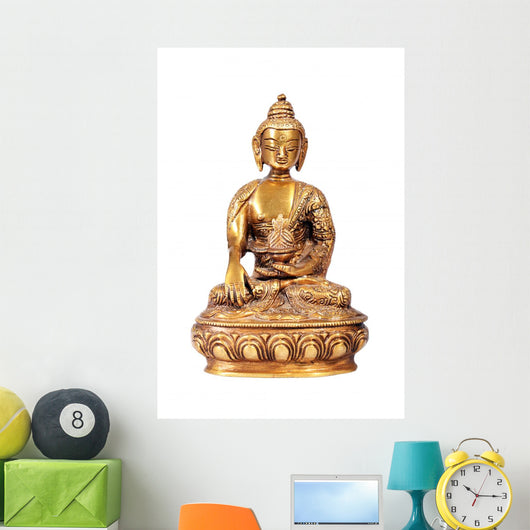 Brass Buddha Statue White Wall Decal