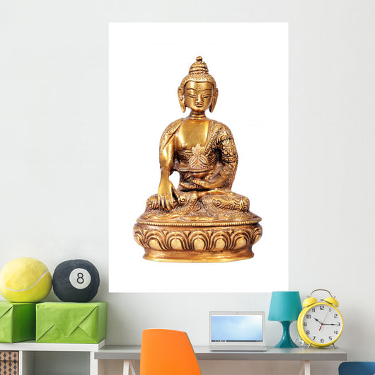 Brass Buddha Statue White Wall Decal