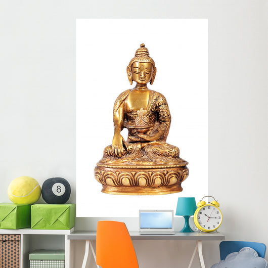 Brass Buddha Statue White Wall Decal
