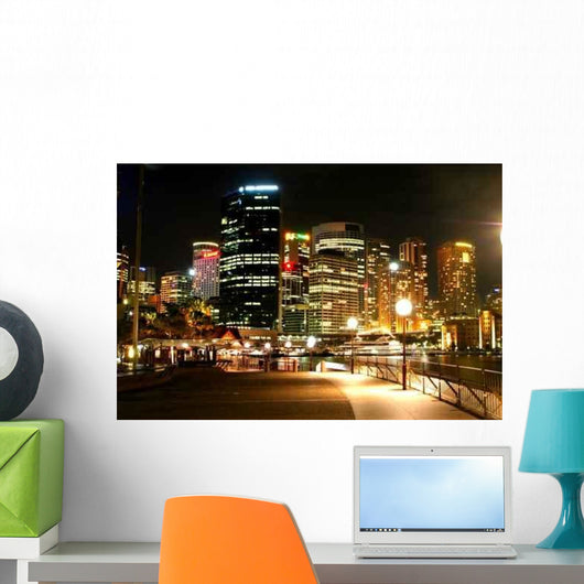 Sydney Skyline Night - Horizontal Wall Decal