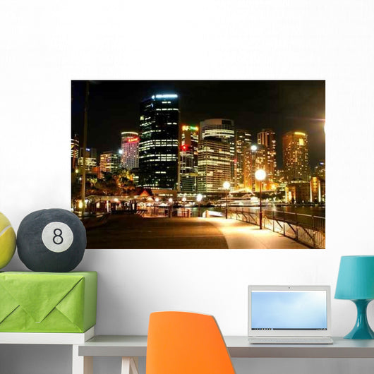 Sydney Skyline Night - Horizontal Wall Decal