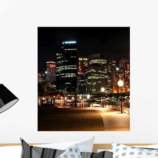 Sydney Skyline Night - Vertical Wall Decal
