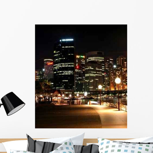 Sydney Skyline Night - Vertical Wall Decal