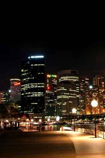 Sydney Skyline Night - Vertical Wall Decal