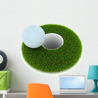 Golf Ball Is Going Wall Decal shown on a wall