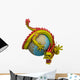 Chinese Dragon around Globe Wall Decal