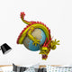 Chinese Dragon around Globe Wall Decal