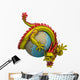Chinese Dragon around Globe Wall Decal
