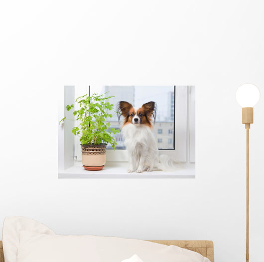 Dog and Flower Window Wall Decal