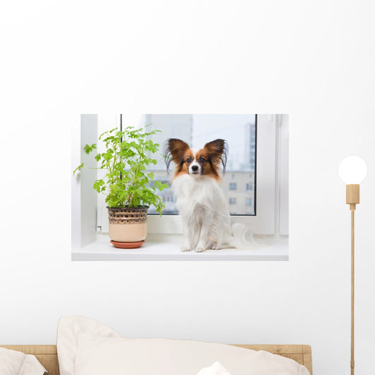 Dog and Flower Window Wall Decal