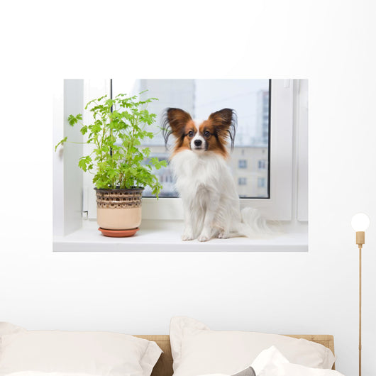Dog and Flower Window Wall Decal