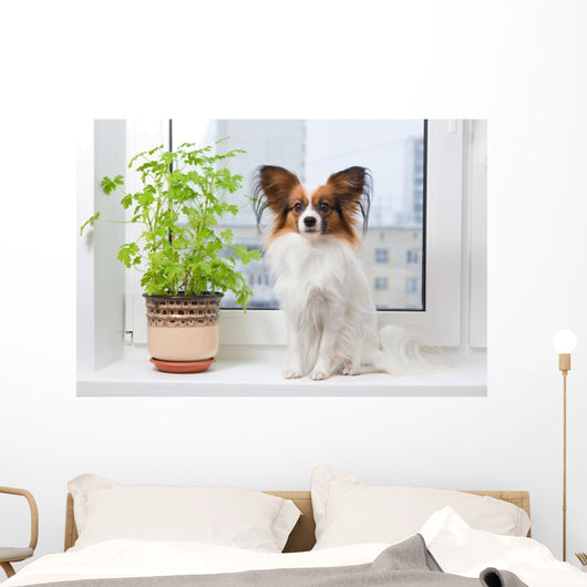 Dog and Flower Window Wall Decal
