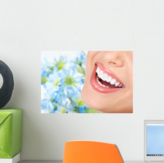 Smile and Healthy Teeth Blue Background Wall Decal
