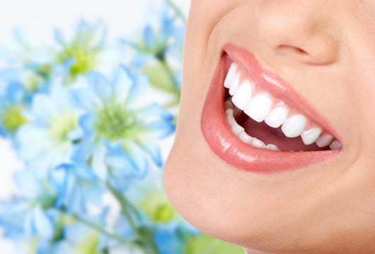 Smile and Healthy Teeth Blue Background Wall Decal