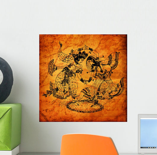 Old Radha Krishna Paintings Wall Decal