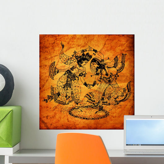 Old Radha Krishna Paintings Wall Decal