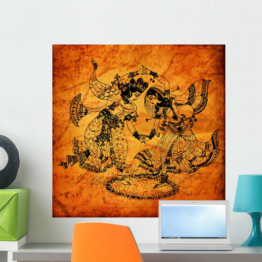 Old Radha Krishna Paintings Wall Decal