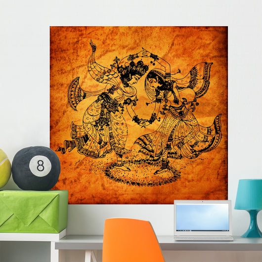 Old Radha Krishna Paintings Wall Decal