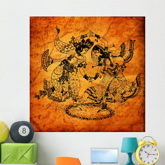 Old Radha Krishna Paintings Wall Decal