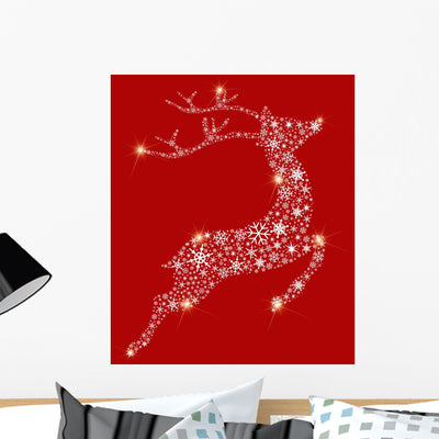 Christmas Greetings Wall Decal shown on a wall
