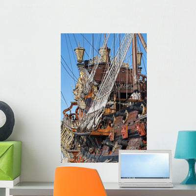 Historical Galleon Old Galleon Wall Decal shown on a wall
